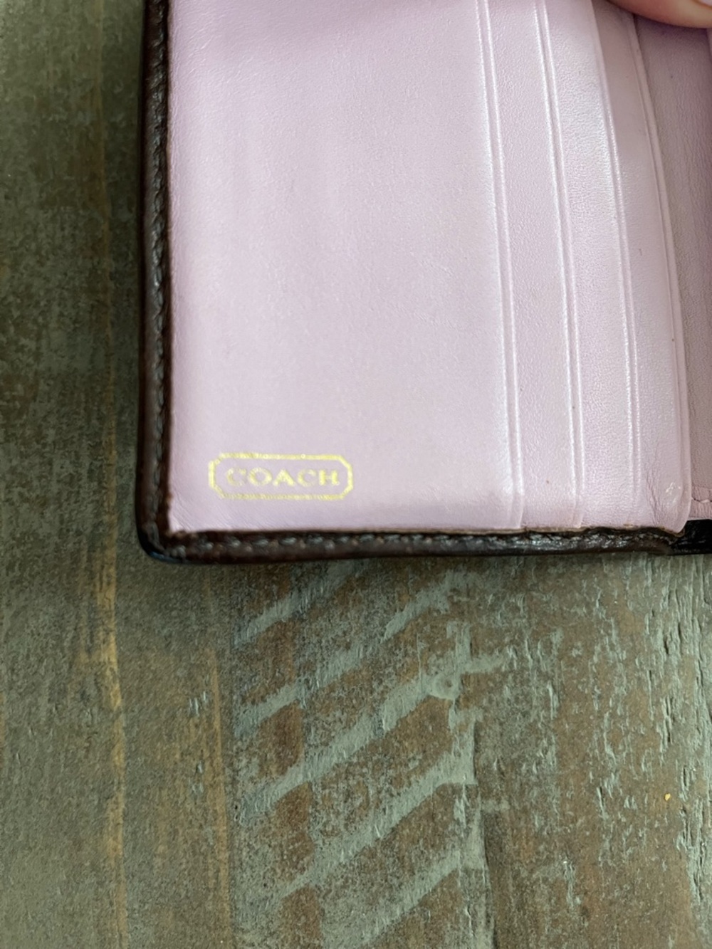 Coach Brown/Tan Signature Turnlock Bifold Wallet - Picture 5 of 9